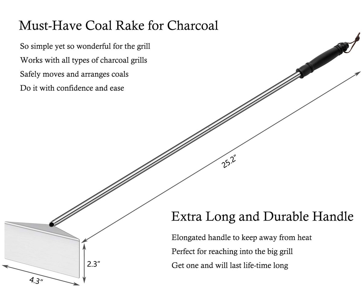 Grilliance ash rake head in rust-free stainless steel for durability