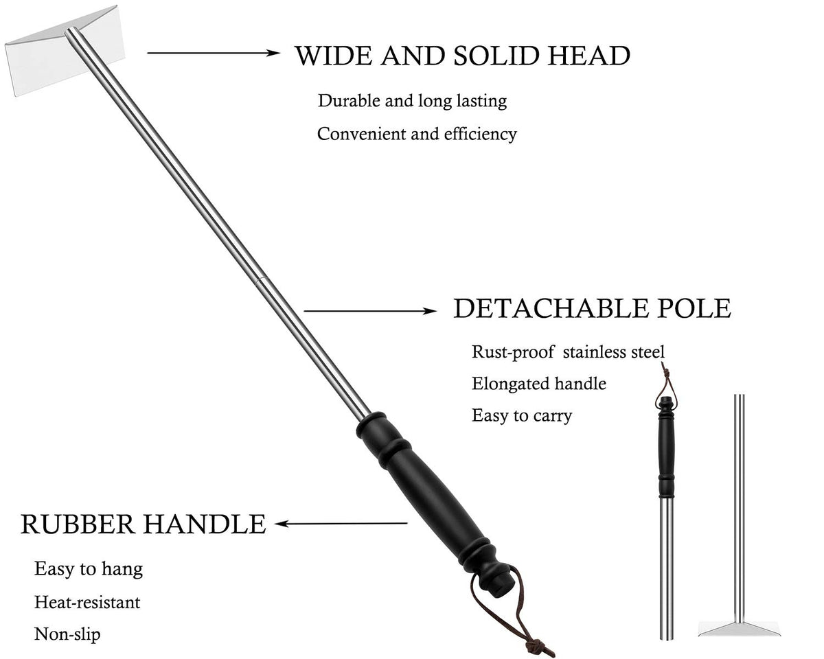 Grilliance ash tool with heat-resistant non-slip handle for comfortable use