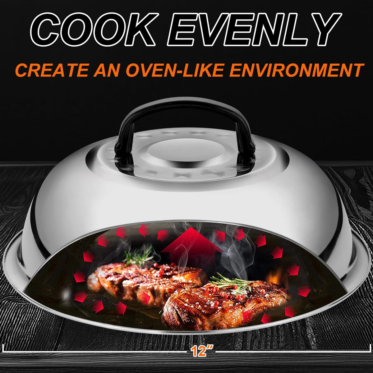 Grilliance basting cover for hibachi grilling keeps moisture and flavors