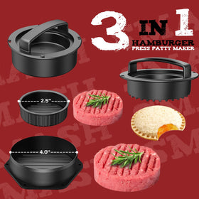 Grilliance burger press in use on a griddle for diner-style results.