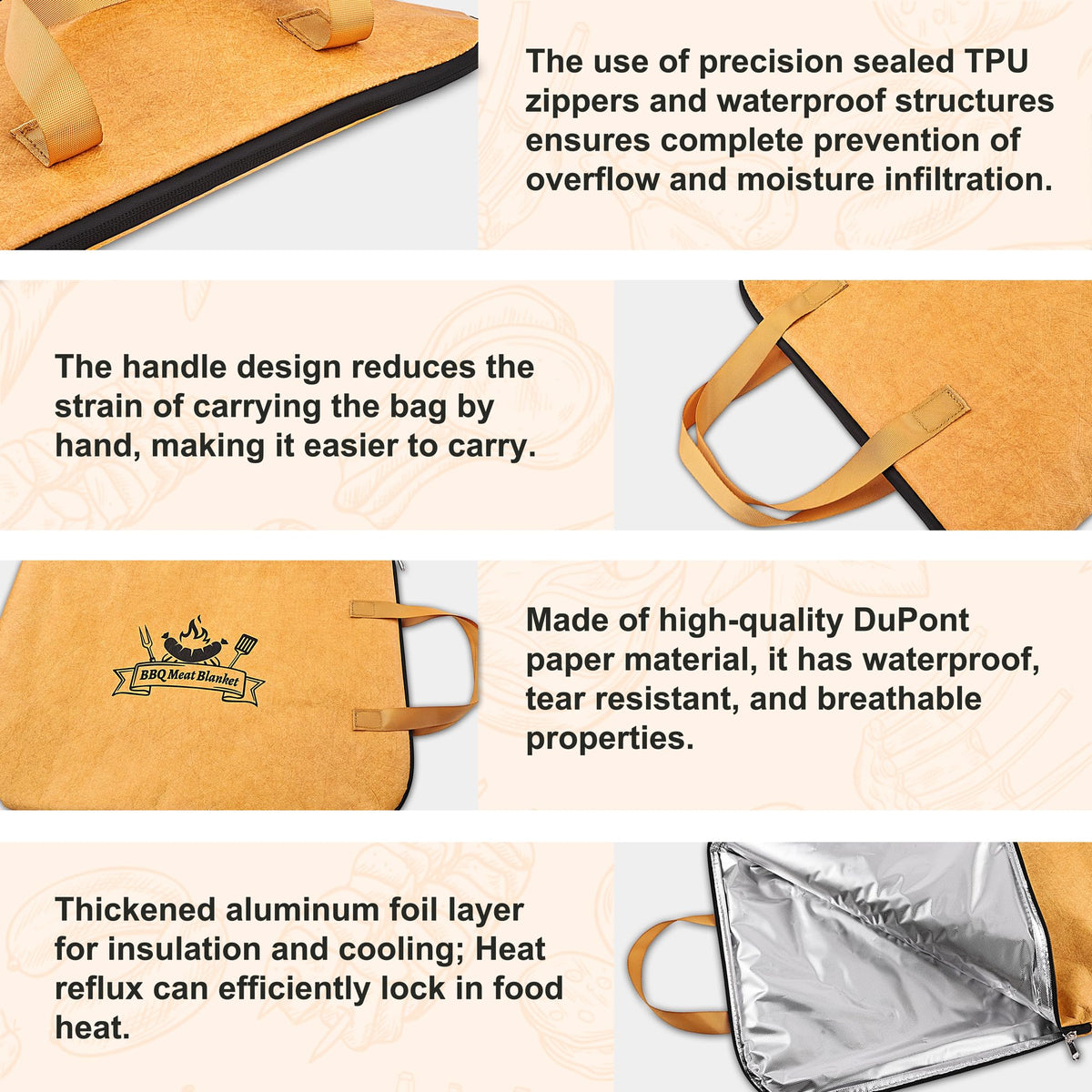 GrillJoy durable, easy-clean meat bag for outdoor cooking use.