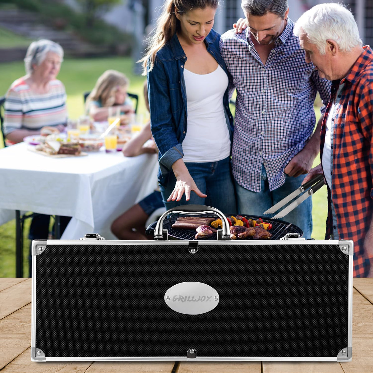 Grilljoy durable stainless steel construction withstands outdoor use