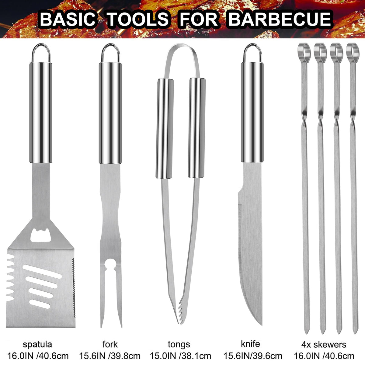 Grilljoy extended-handle grill tools enable safer, more controlled flipping