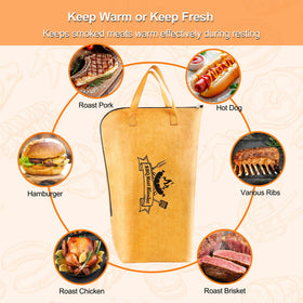 GrillJoy five-layer insulation locks in heat and juices for better resting.