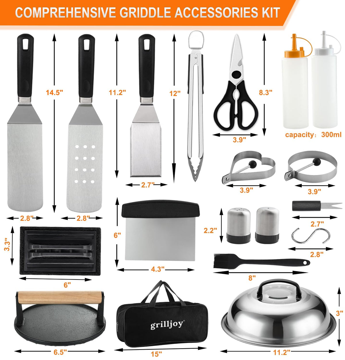 Grilljoy kitchen tongs with secure grip for burgers and veggies