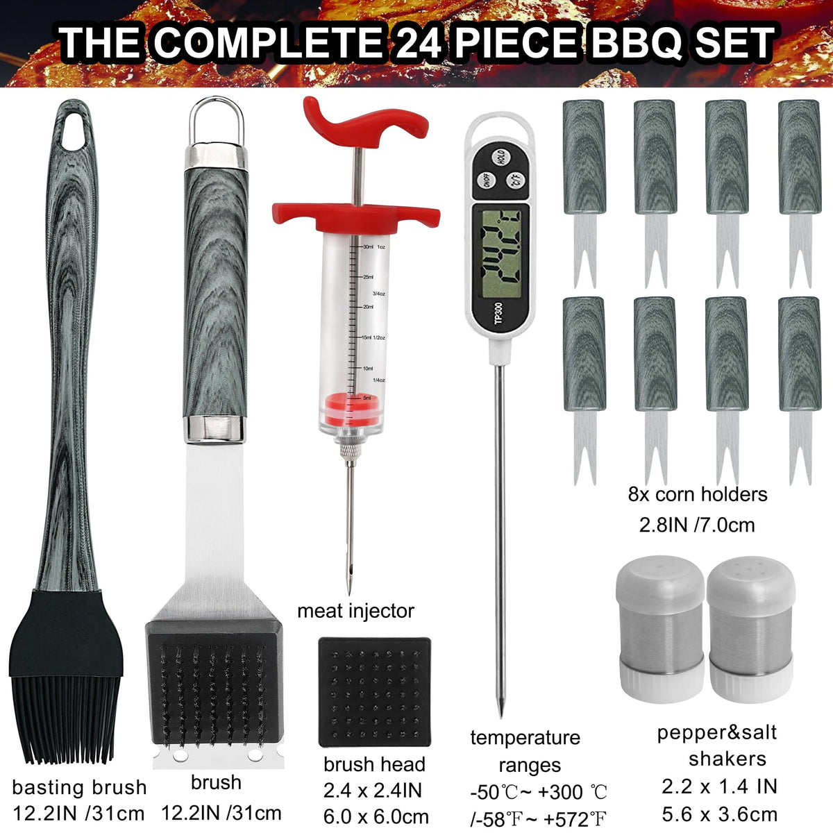 grilljoy meat injector and cleaning brush for flavor and easy maintenance
