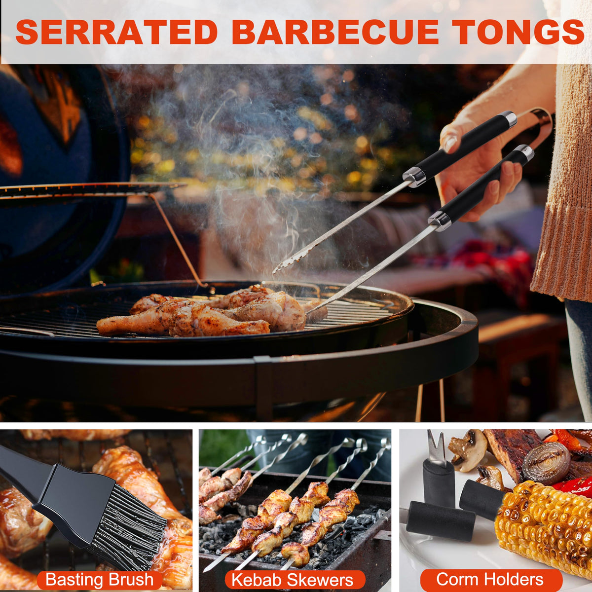Grilljoy six skewers and eight corn holders for versatile grilling