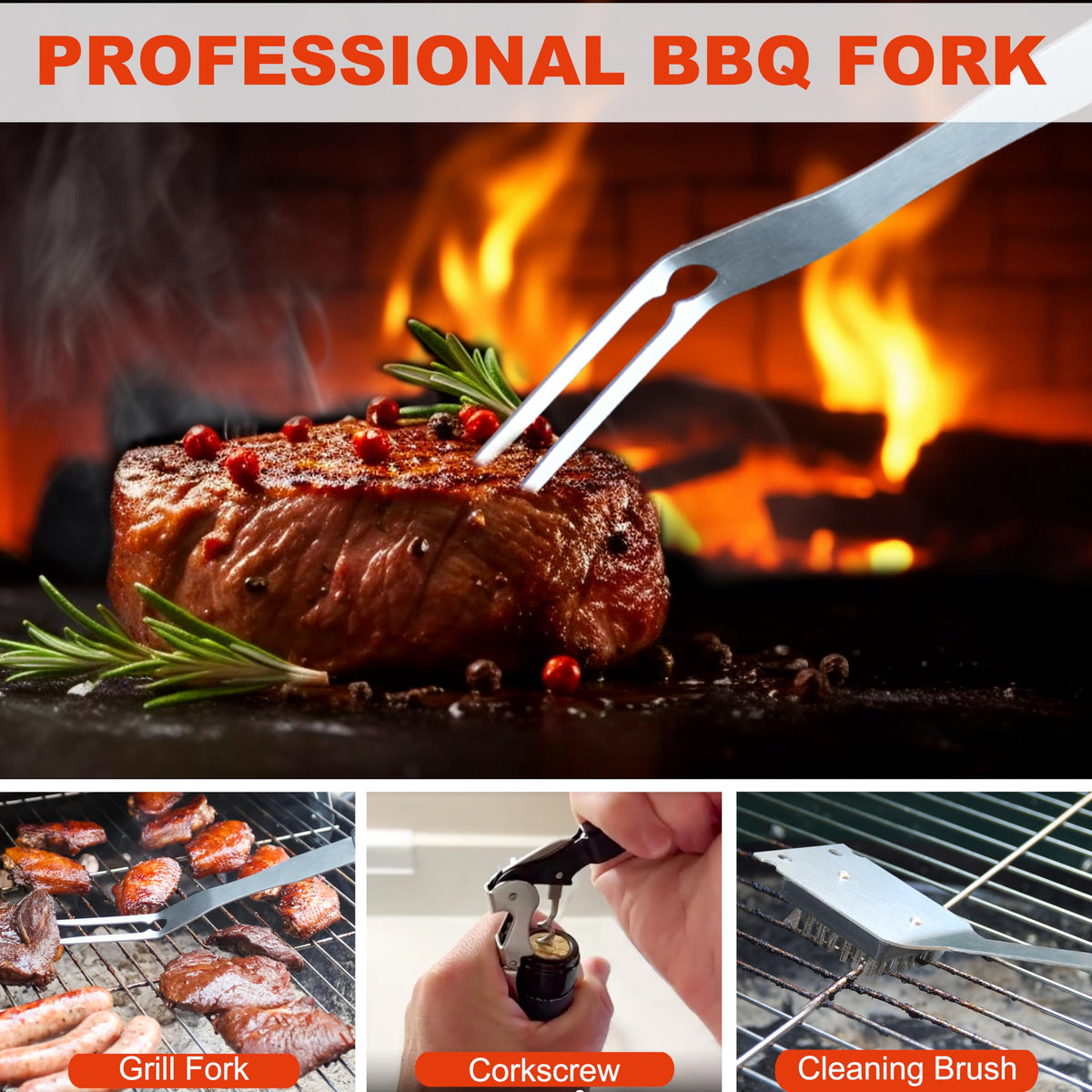 Grilljoy stainless steel tools offer heat resistance and lasting durability.