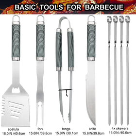 grilljoy stainless steel spatula and fork tongs for durable grilling