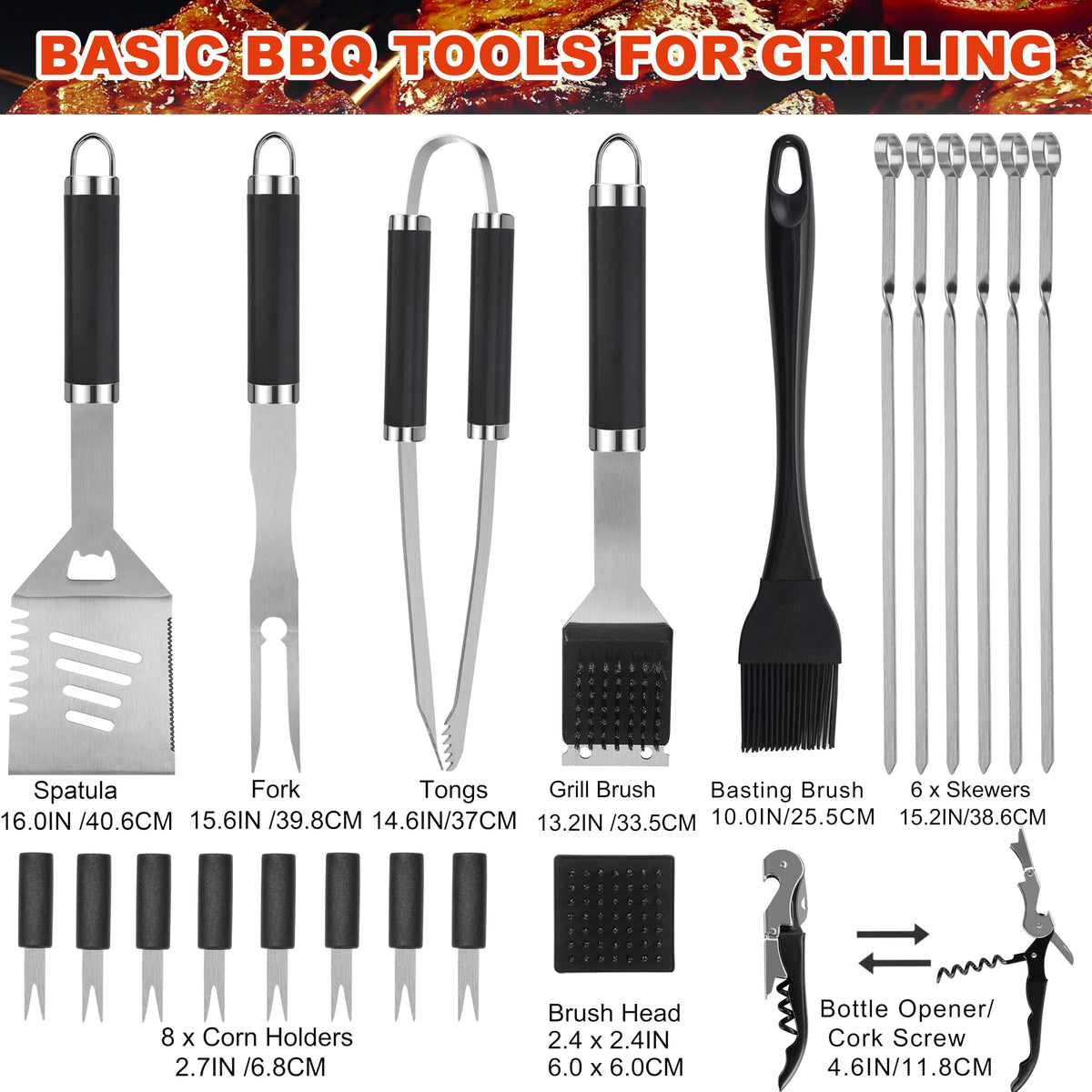 Grilljoy tongs and spatula with extended handles for safe grilling