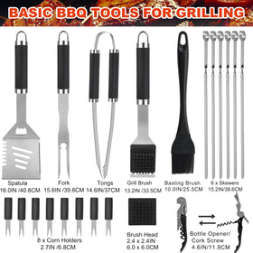 Grilljoy tongs and spatula with extended handles for safe grilling