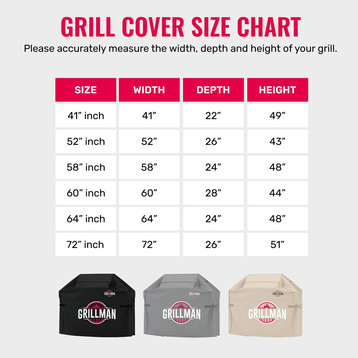 Grillman cover fits Weber Genesis Charbroil Nexgrill and more.