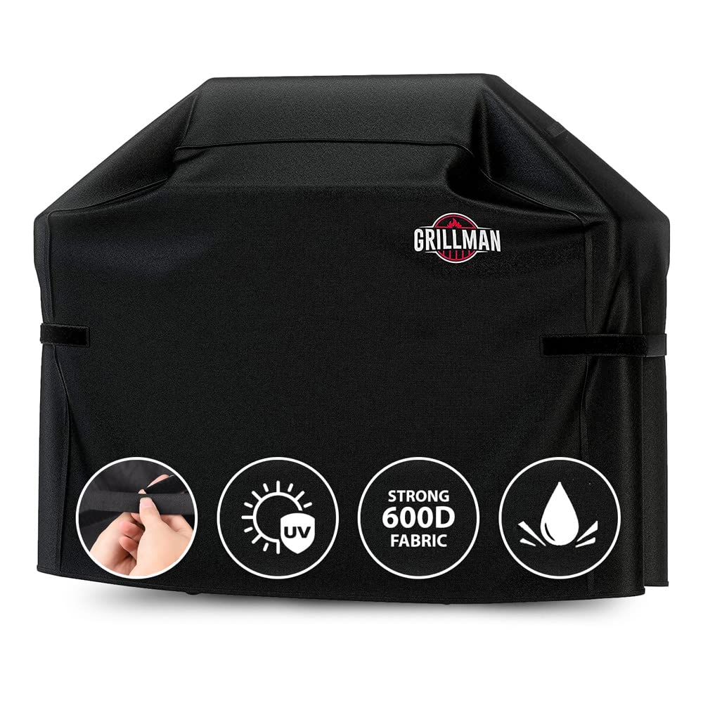 Grillman 64-inch fit grill cover protects large grills from rain and dust.