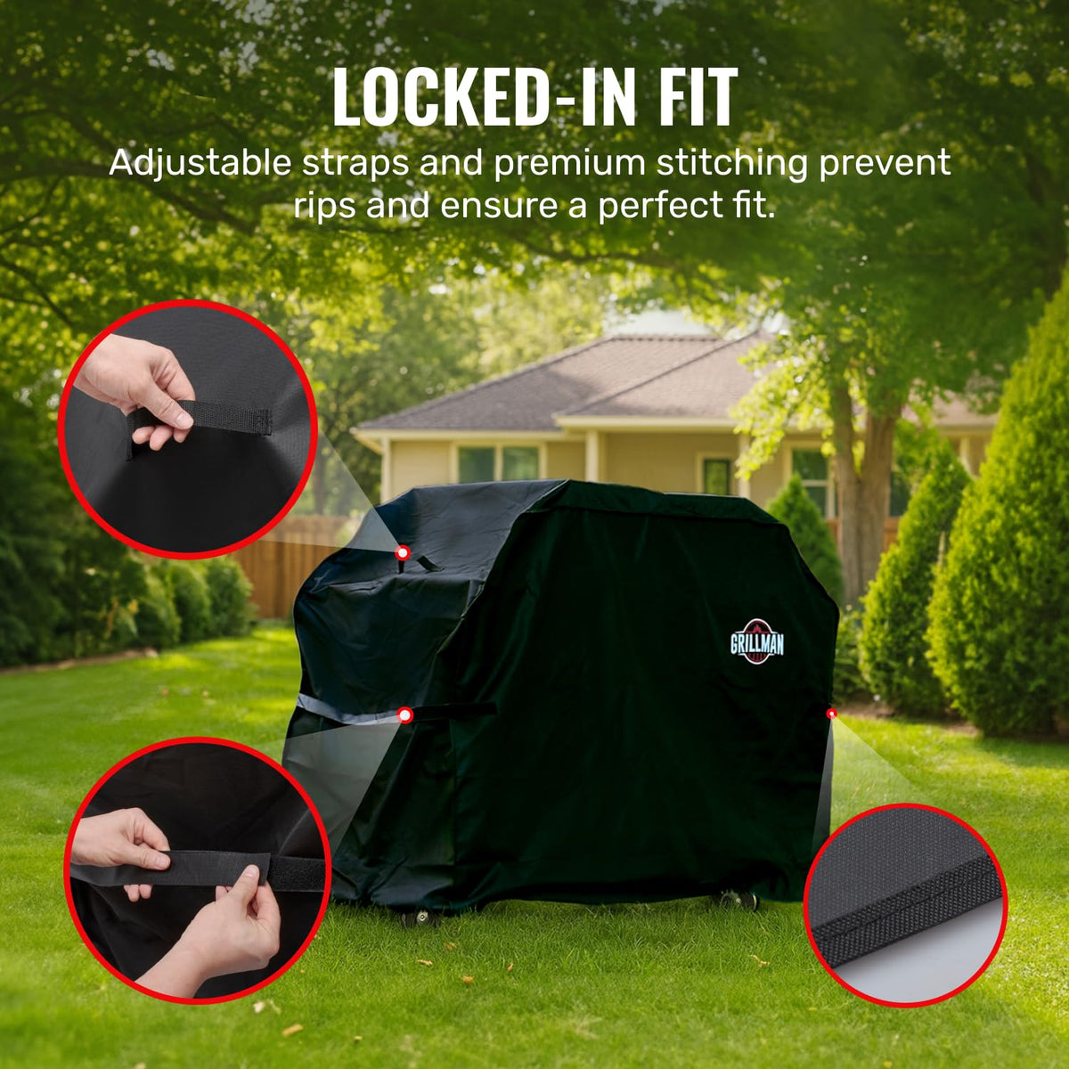 Grillman grill cover fits most grills, demonstrating universal compatibility for 58-inch models.