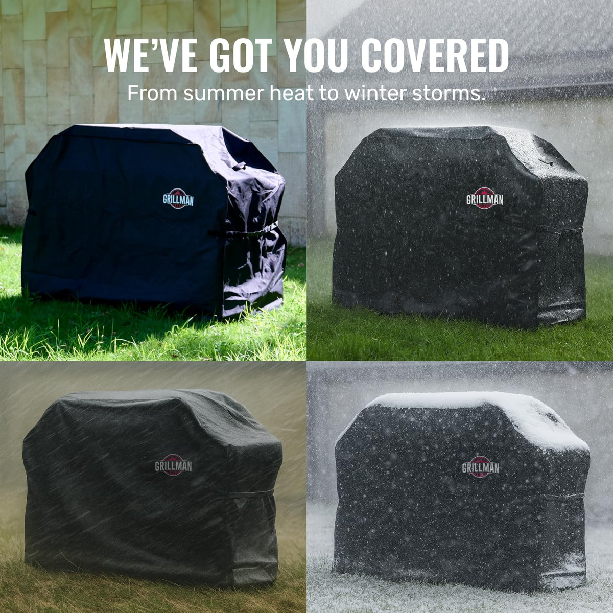 Sturdy rip-proof seams and fabric provide durable grill protection.