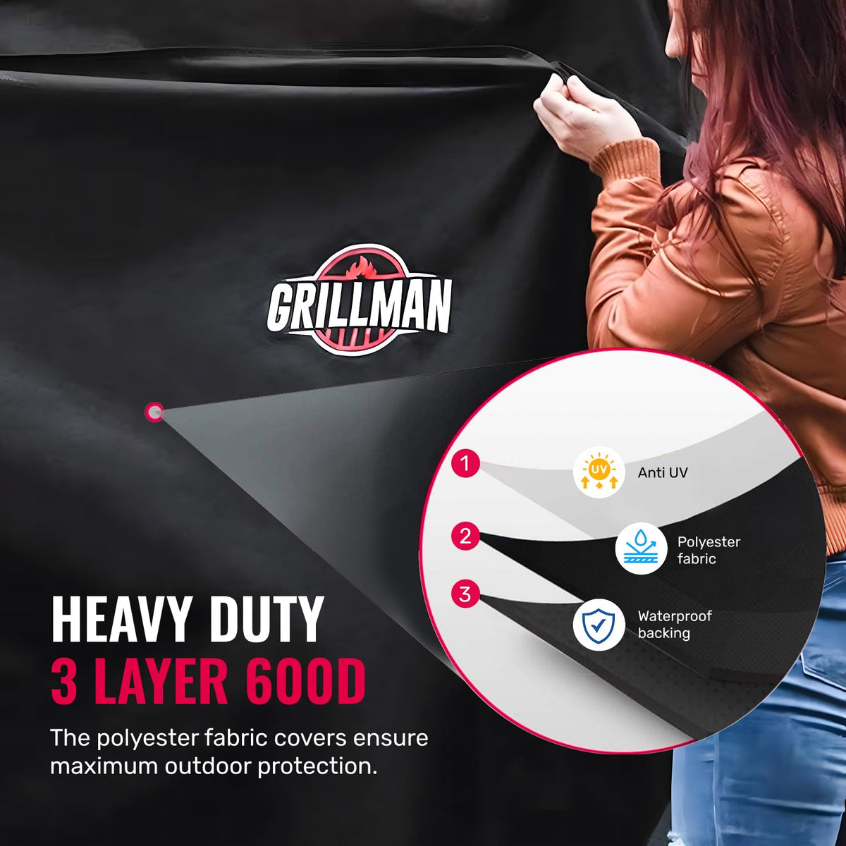 Grillman waterproof grill cover keeps moisture out and grill surfaces dry