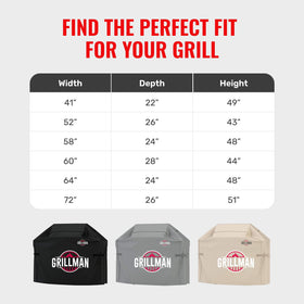 UV-resistant Grillman cover blocks sun damage and fading for extended outdoor use.