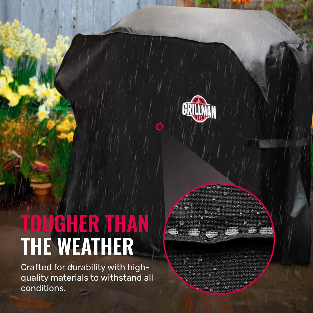 Grillman premium heavy-duty weather-ready cover protects against rain and sun