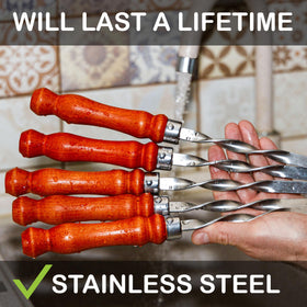 GRILLMER wooden handles stay cool and secure during grilling.