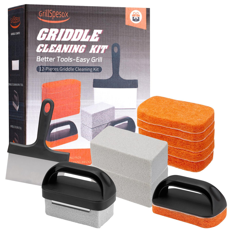 GrillSpesoX griddle cleaning kit contents ready for quick, thorough maintenance.