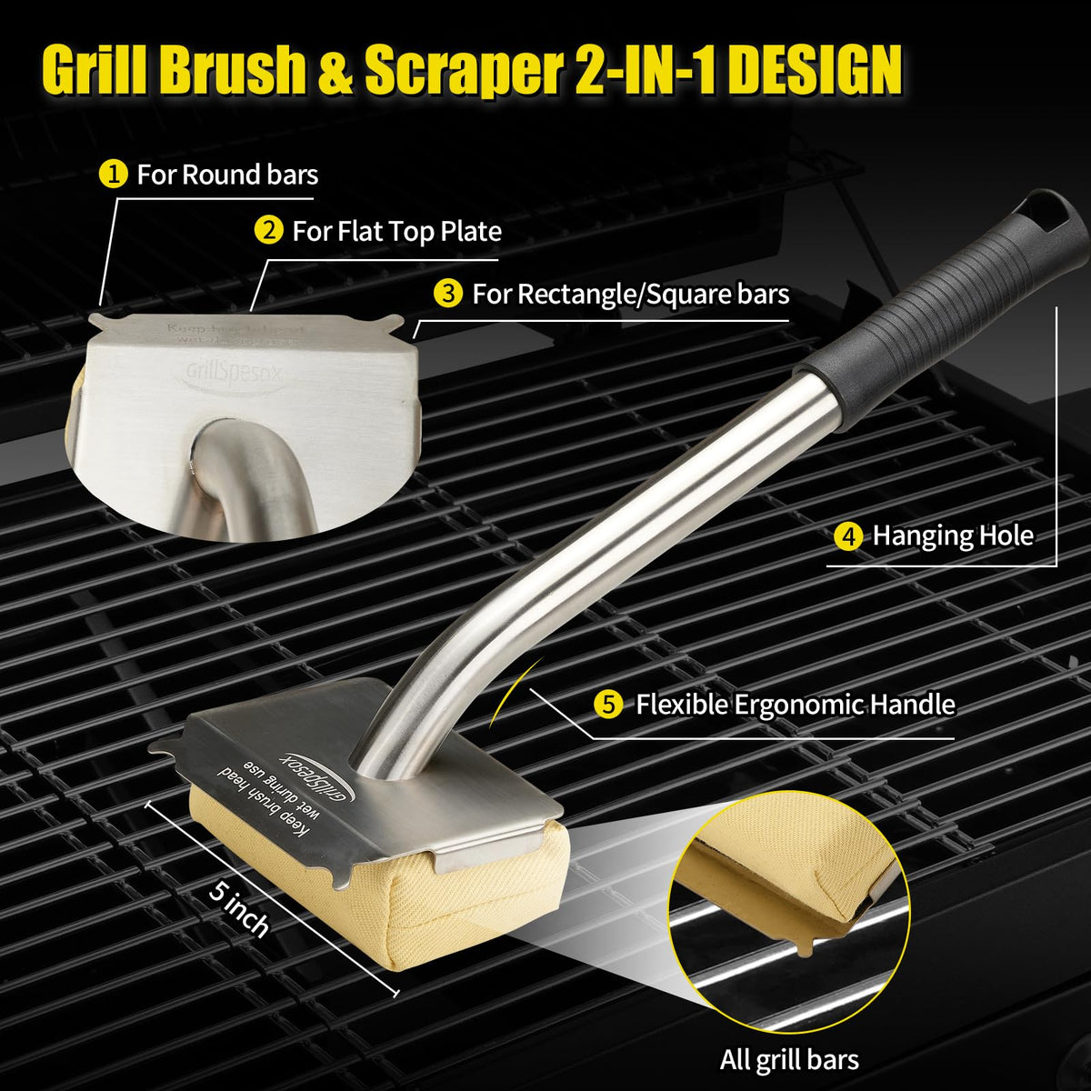 GrillSpesoX replaceable brush head for ongoing performance