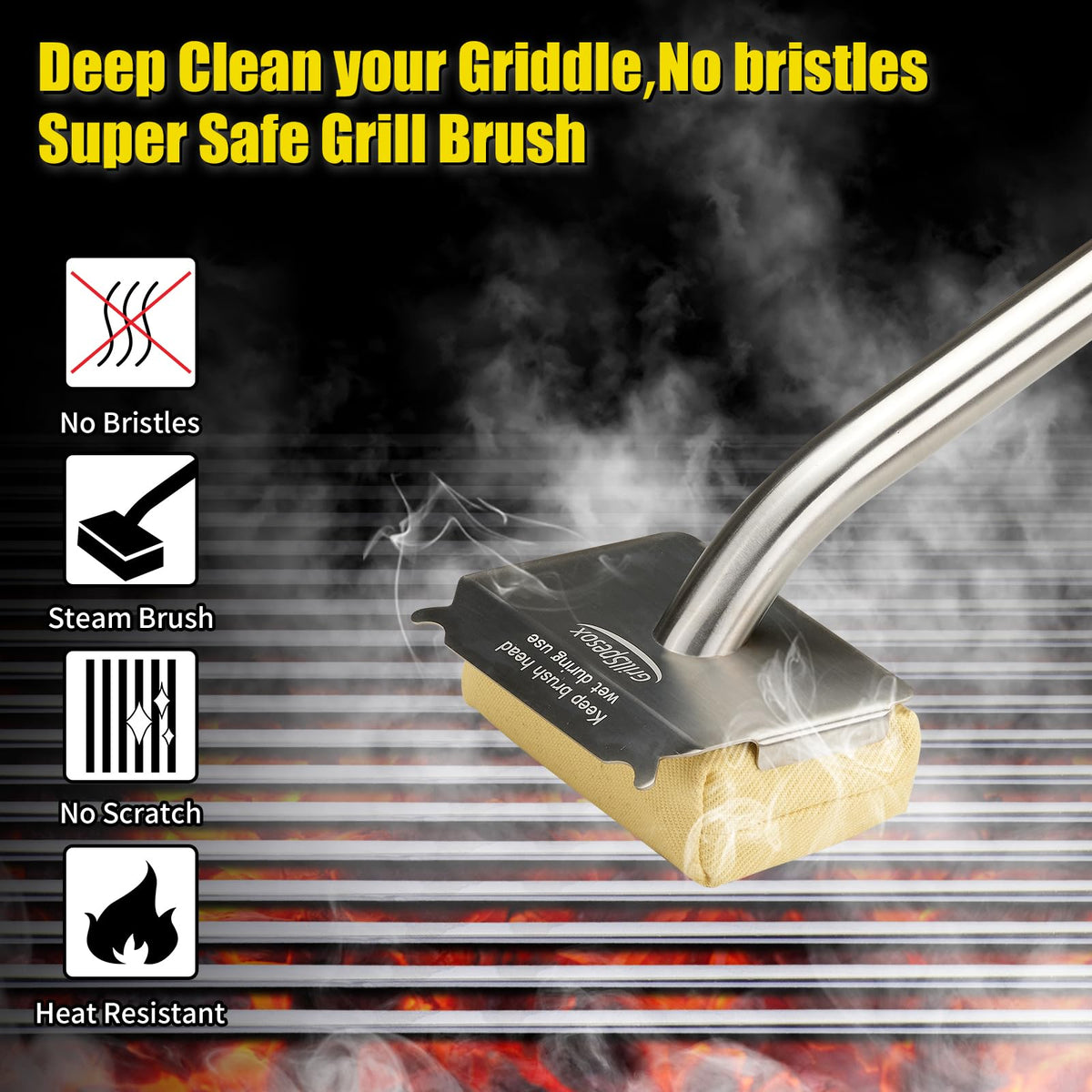 GrillSpesoX sturdy stainless steel handle provides solid control away from heat