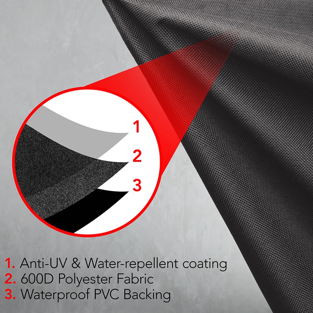 GrillTough adjustable straps secured for a snug wind-proof fit.