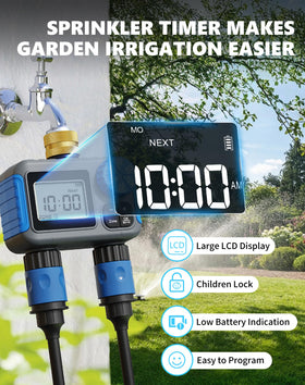 Grillum sprinkler timer uses AA batteries with long life