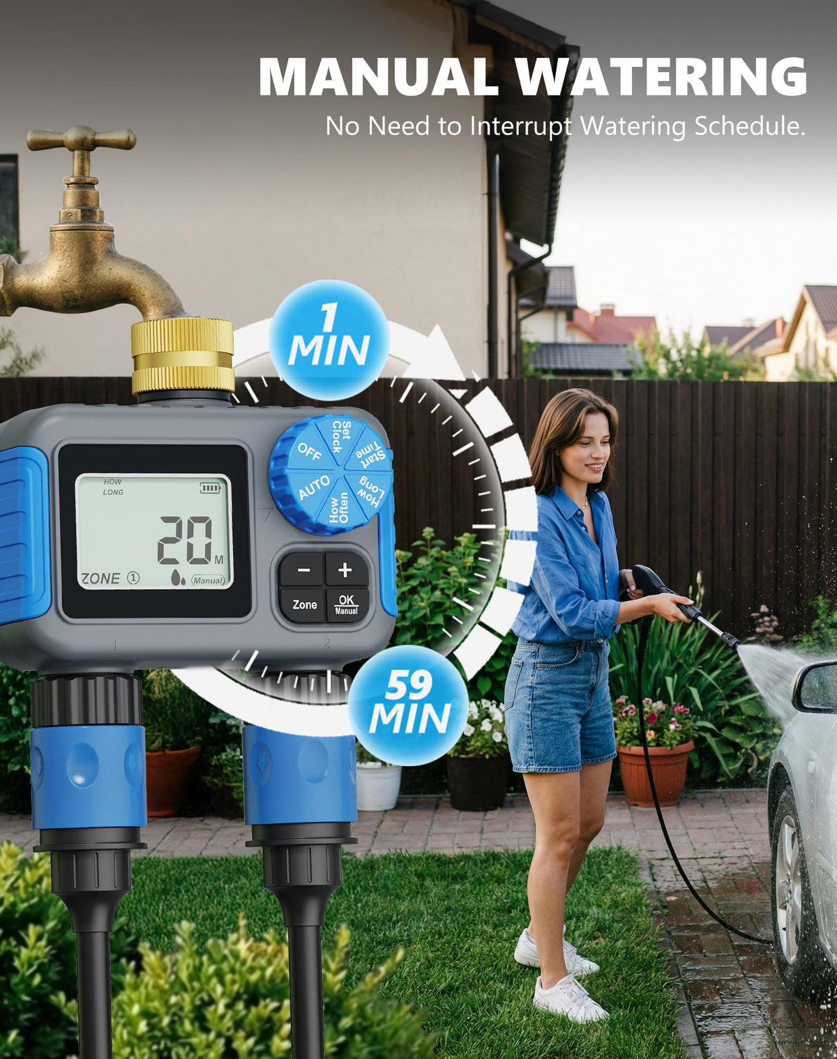Grillum sprinkler timer IP55 waterproof housing withstands outdoor use