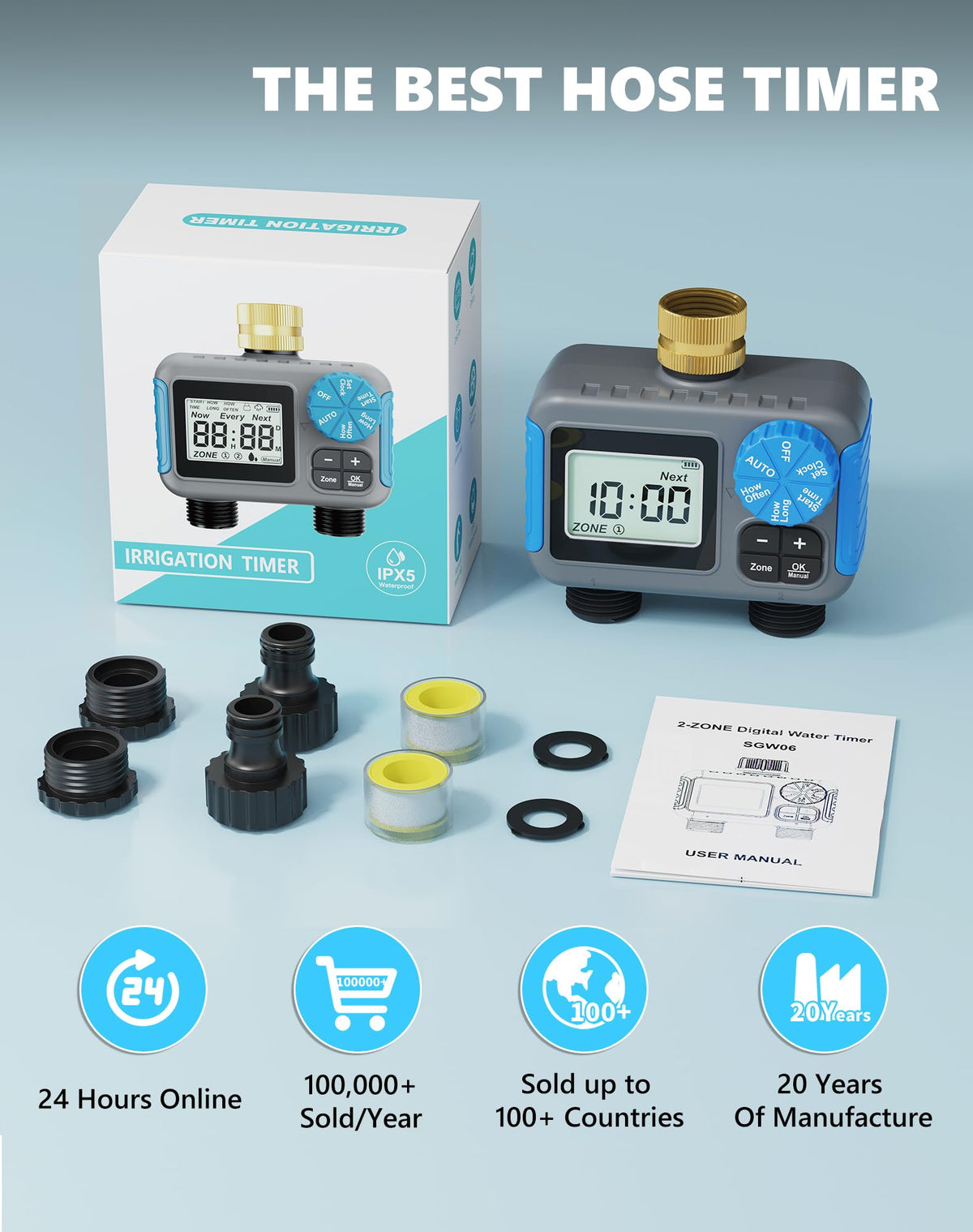 Grillum sprinkler timer ideal for gardens, lawns, patios, and greenhouses