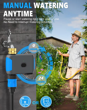 App-based cycle and soak mode for custom watering patterns.