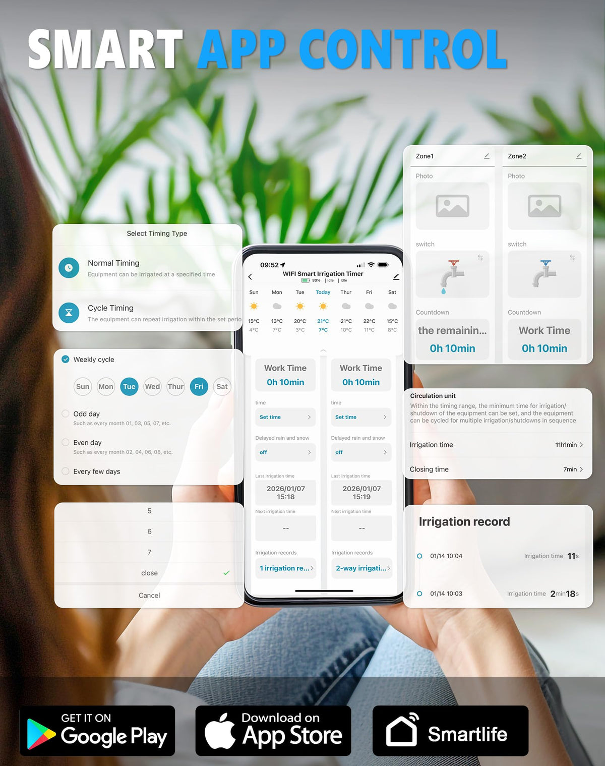 Grillum WiFi Sprinkler Timer cycle and soak mode in use