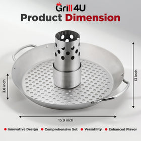 GrillX Beer Can Chicken Holder stainless steel for durable year-round grilling.