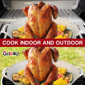 GrillX Beer Can Chicken Holder supports whole poultry like turkey and chicken.
