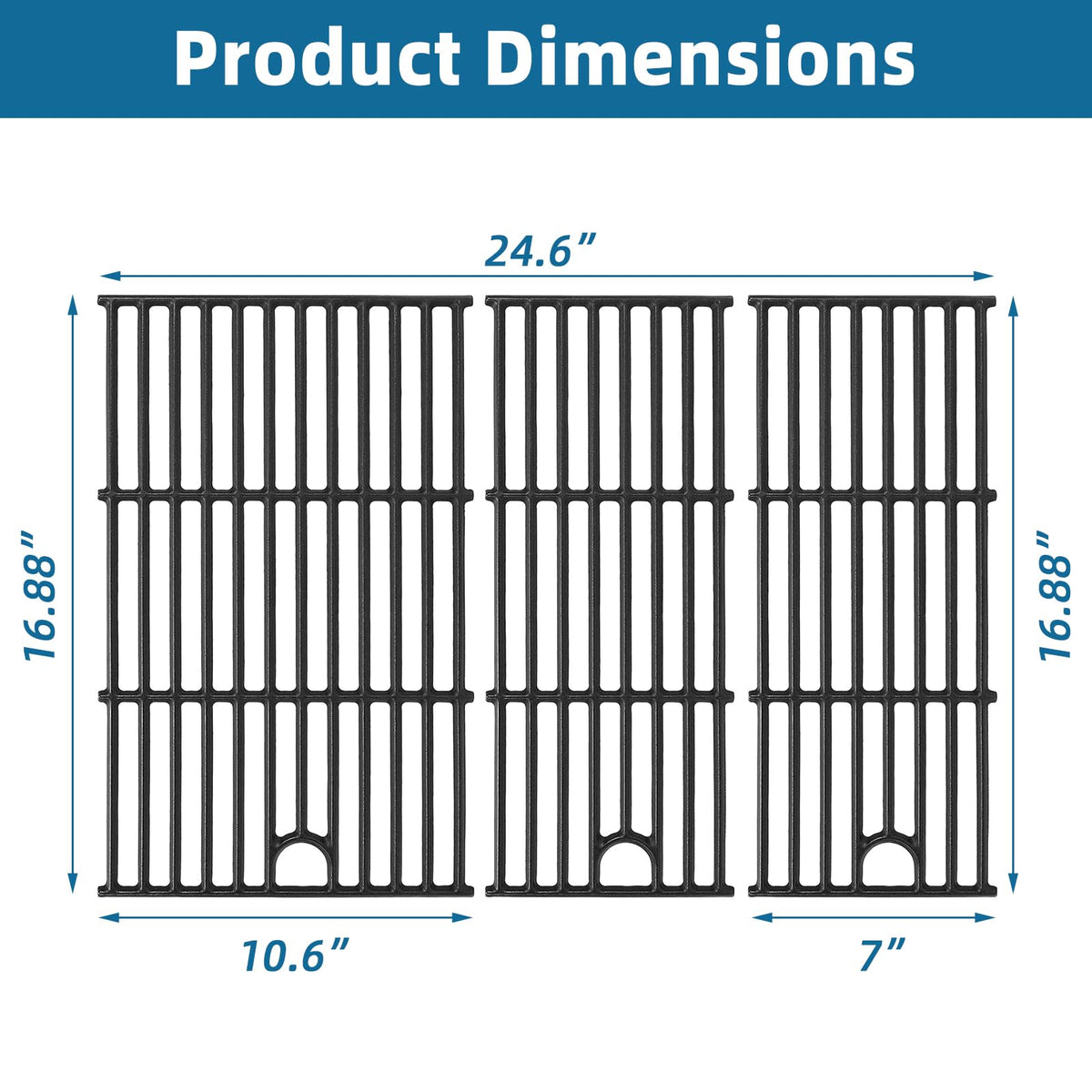 Grimate cast iron grill grate, 17-inch small right area, precise heat.