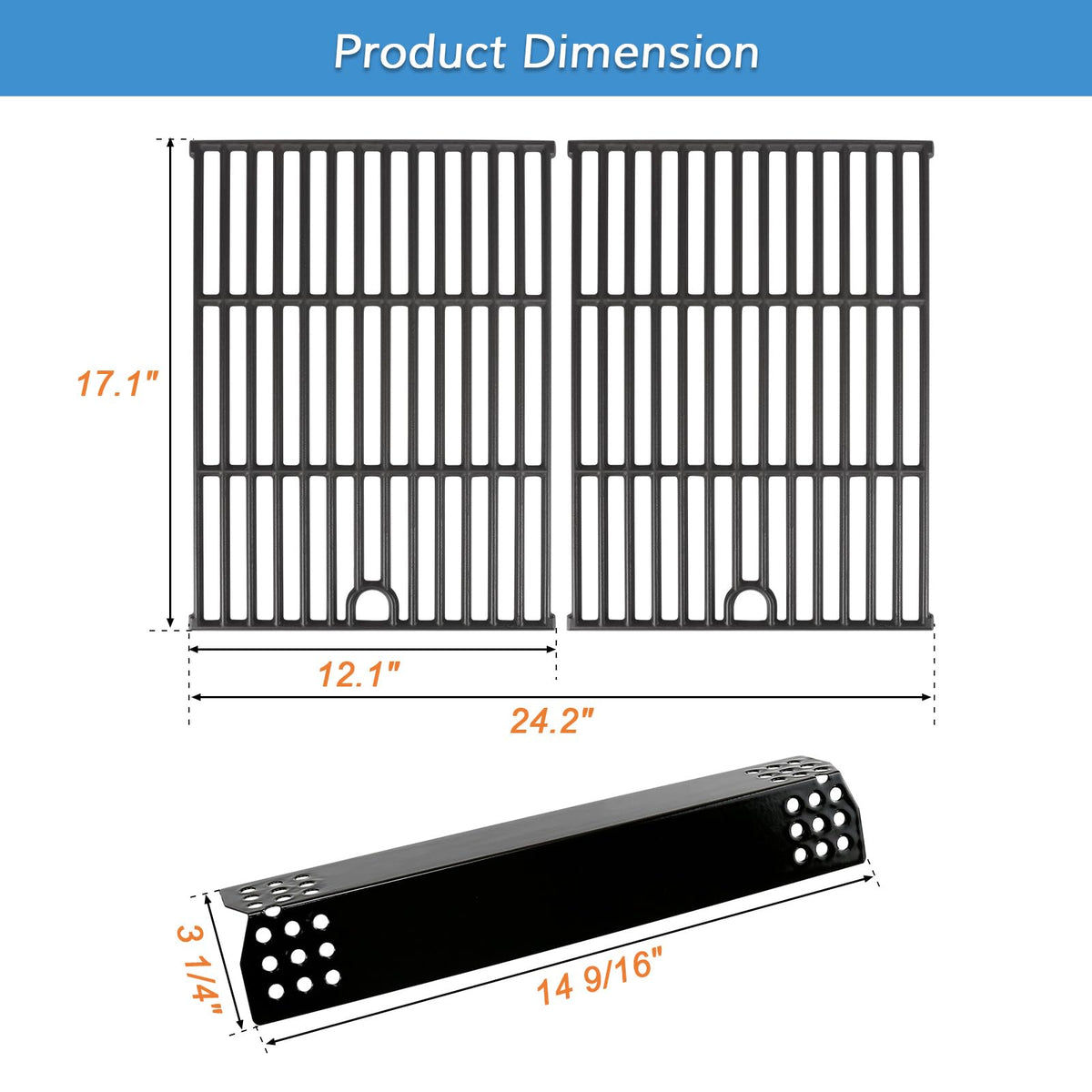 Grimate Nexgrill 720-0925P heat plates protect burners while aiding uniform heat distribution.