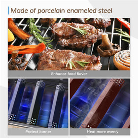 Grimate Nexgrill stainless steel burners and heat plates endure rugged barbecues.