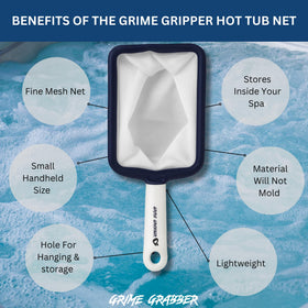 Grime Gripper ergonomic handle provides secure grip during debris removal.