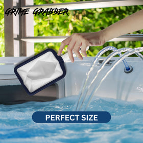 Grime Gripper slim-design net reaching tight spa corners.