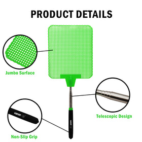 GRIP fly-swatter jumbo swatting surface covers more area.