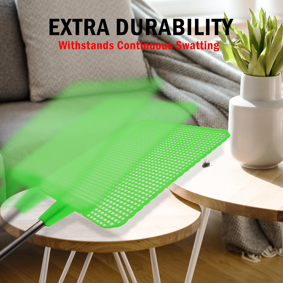GRIP fly-swatter shown on a workspace with extended reach.