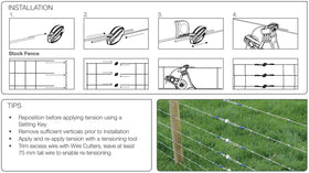 GRIPPLE medium joiner used on a vineyard trellis for precise tension control.
