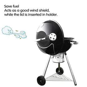 GRISUN lid holder clips to grill edge for quick, hands-free lid management.