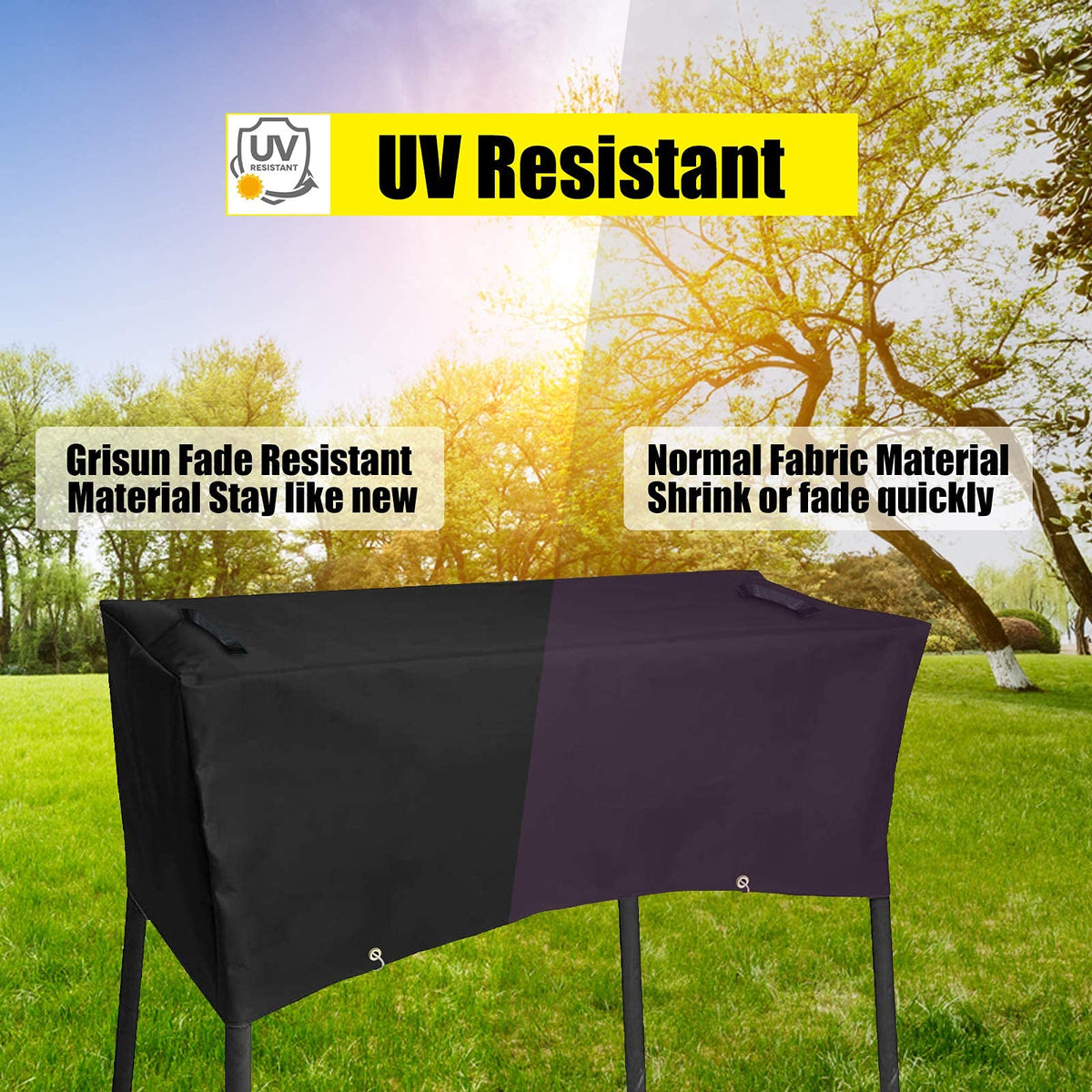 Fade-resistant material keeps grill colors vibrant under sun