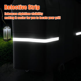 Grisun grill cover provides side air vents to minimize condensation buildup.