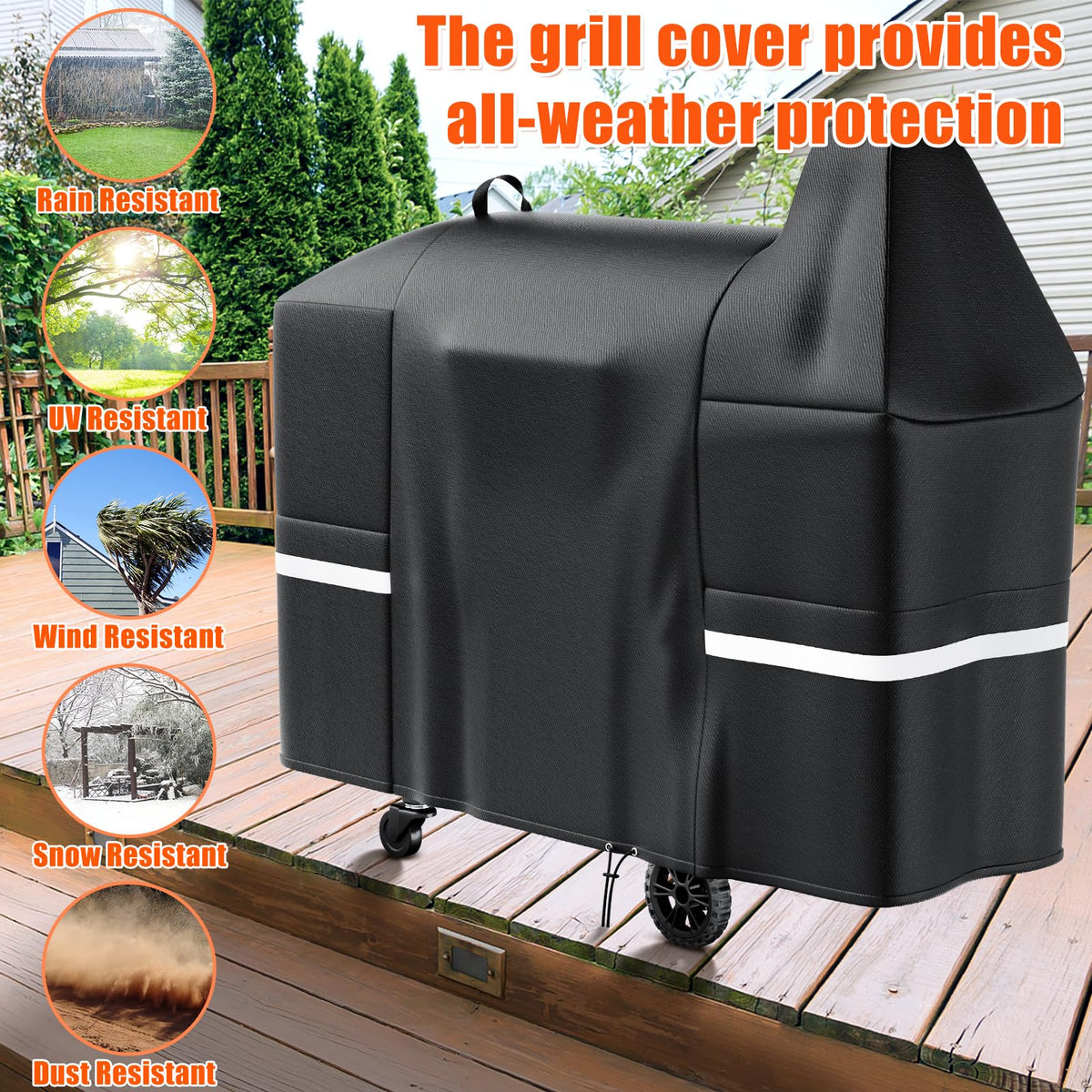 Grisun bottom drawstring keeps the cover secure against strong winds.