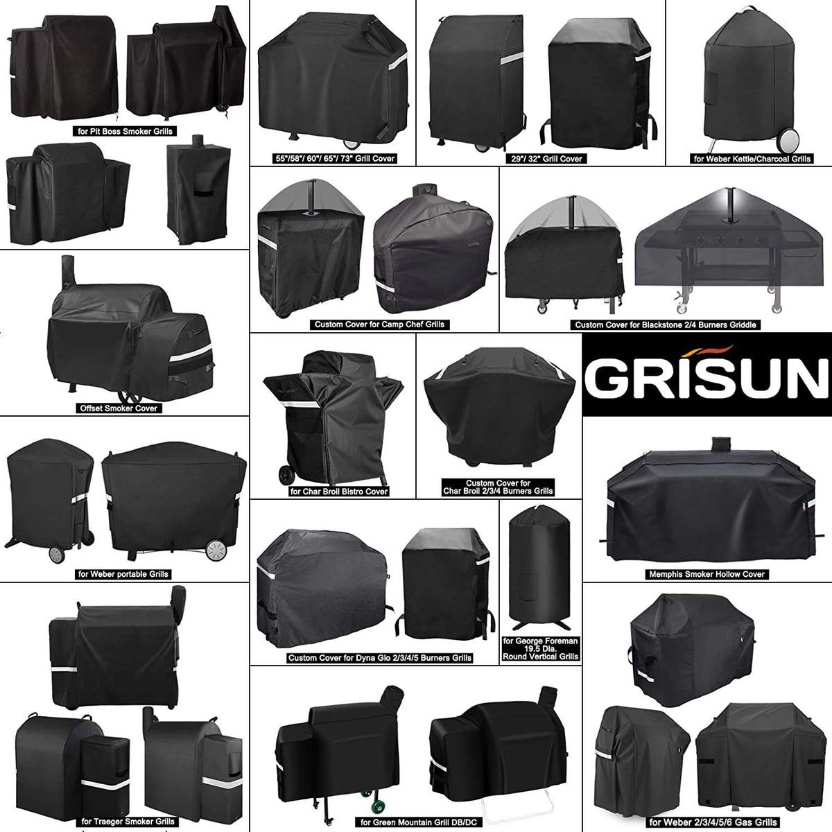 GRISUN grill cover protects Oklahoma Joe's charcoal LP gas and smoker combo