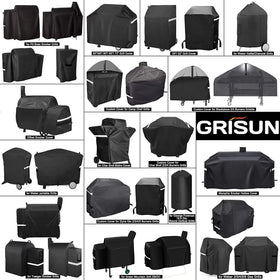 GRISUN grill cover protects Oklahoma Joe's charcoal LP gas and smoker combo