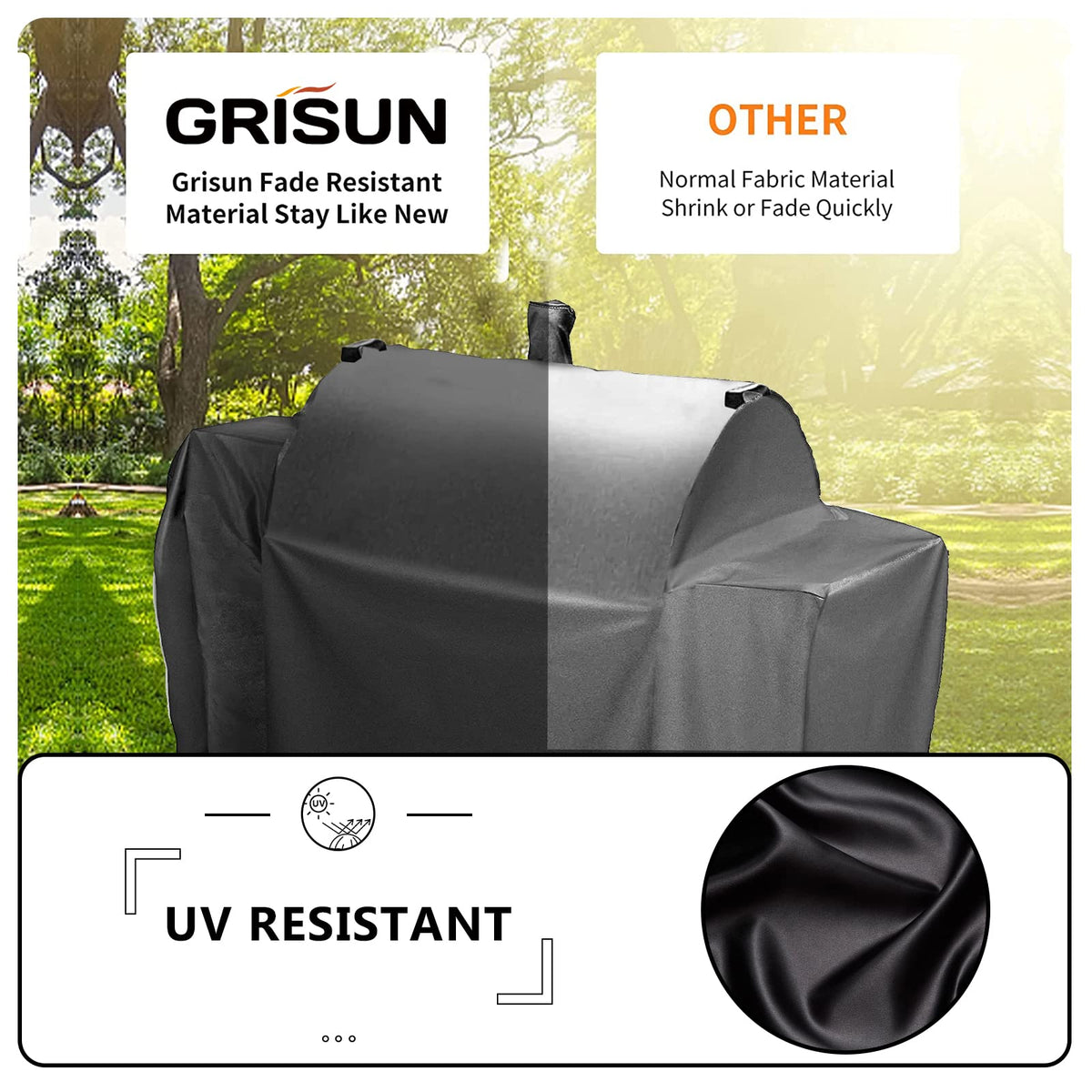 GRISUN cover with Velcro straps stays secure in windy conditions