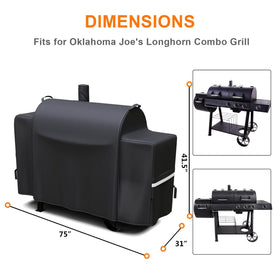 GRISUN grill cover shows waterproof 600D fabric shielding the grill from heavy rain